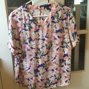 J Crew silk top with floral print
